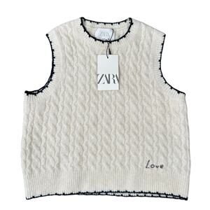 Zara Kids Cable Knit Sleeveless Vest Girls Size 9-10
